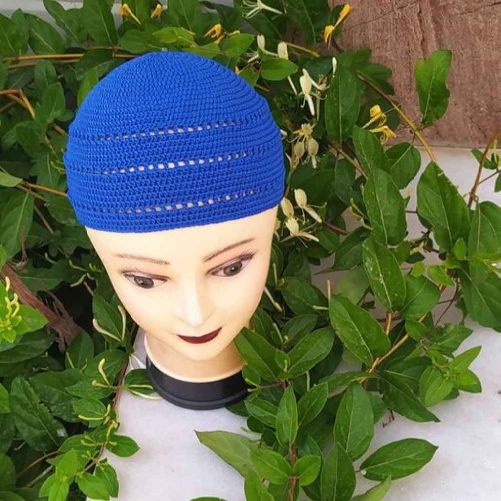 Вязаная белая турецкая такия (хлопок)
