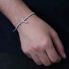Серебряный браслет-нить с буквой «Мим»