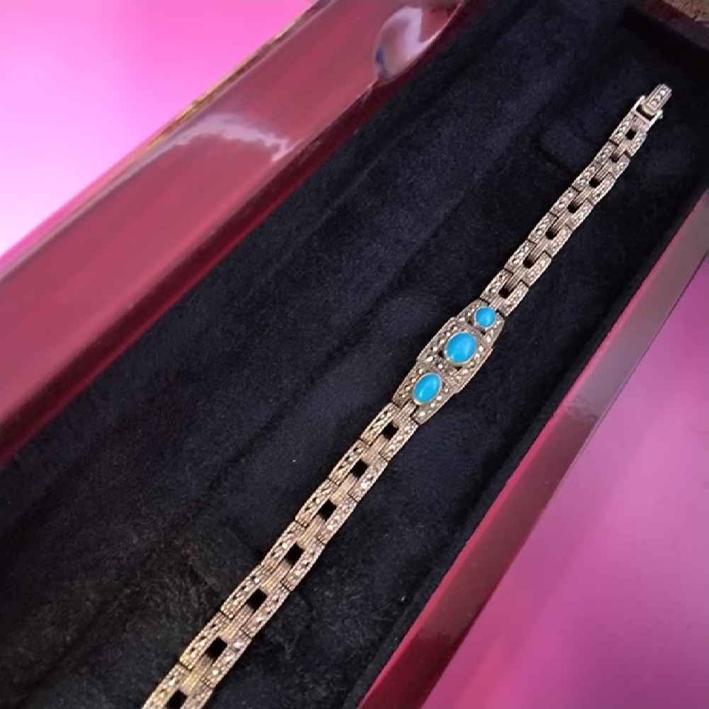 Женский серебряный браслет «Хива» с бирюзой