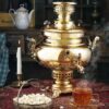 Персидский декоративный угольный самовар из латуни, 5 литров