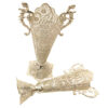 Декоративные персидские вазы и пиала из филиграни с серебряным покрытием в форме трубы, демонстрирующие традиционное цветочное мастерство