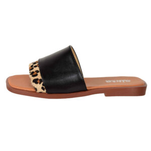 Чёрные балетки «Селин» с животным принтом