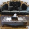 Бежевая дорожка на стол из искусственной кожи