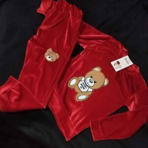Комплект из велюрового свитшота и штанов для ребёнка с медвежонком