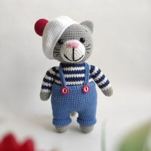 Кот амигуруми — хлопковая мягкая игрушка ручной работы