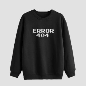Мужской свитшот с круглым вырезом, хлопок, чёрный, надпись «Ошибка 404»
