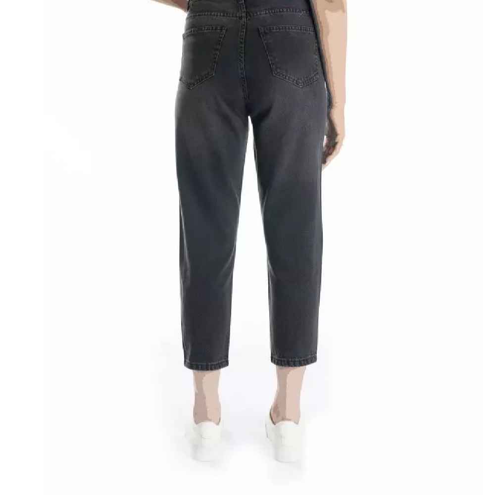 Женские джинсы Mom Fit с высокой посадкой — угольные