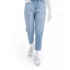 Джинсы Mom Fit с эластичной талией и рваным декором