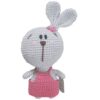 Вязаная игрушка амигуруми «Заяц» (бело-розовая)