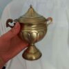 Латунная сахарница с кованым оформлением (золотая)