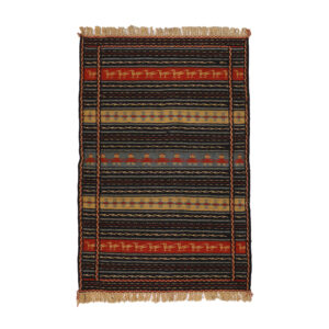 Хорасанский полосатый килим (шерсть, черный/цветной)