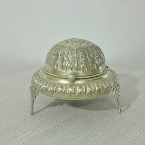 Персидская подставка для икры с латунной крышкой-купольком, ручная работа