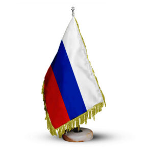 Настольный флаг России на каменной подставке