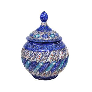 Синяя медная сахарница с крышкой (эмаль Минакари)