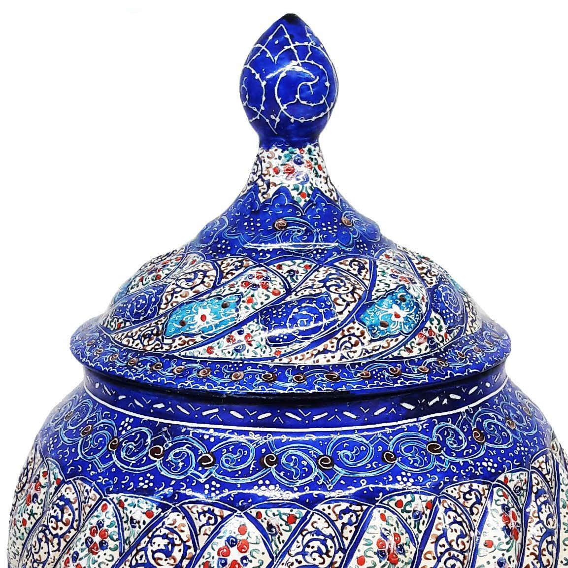 Синяя медная сахарница с крышкой (эмаль Минакари)