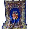 Персидский шелковый ковер (Кум, художественный цветочный медальон) — синий