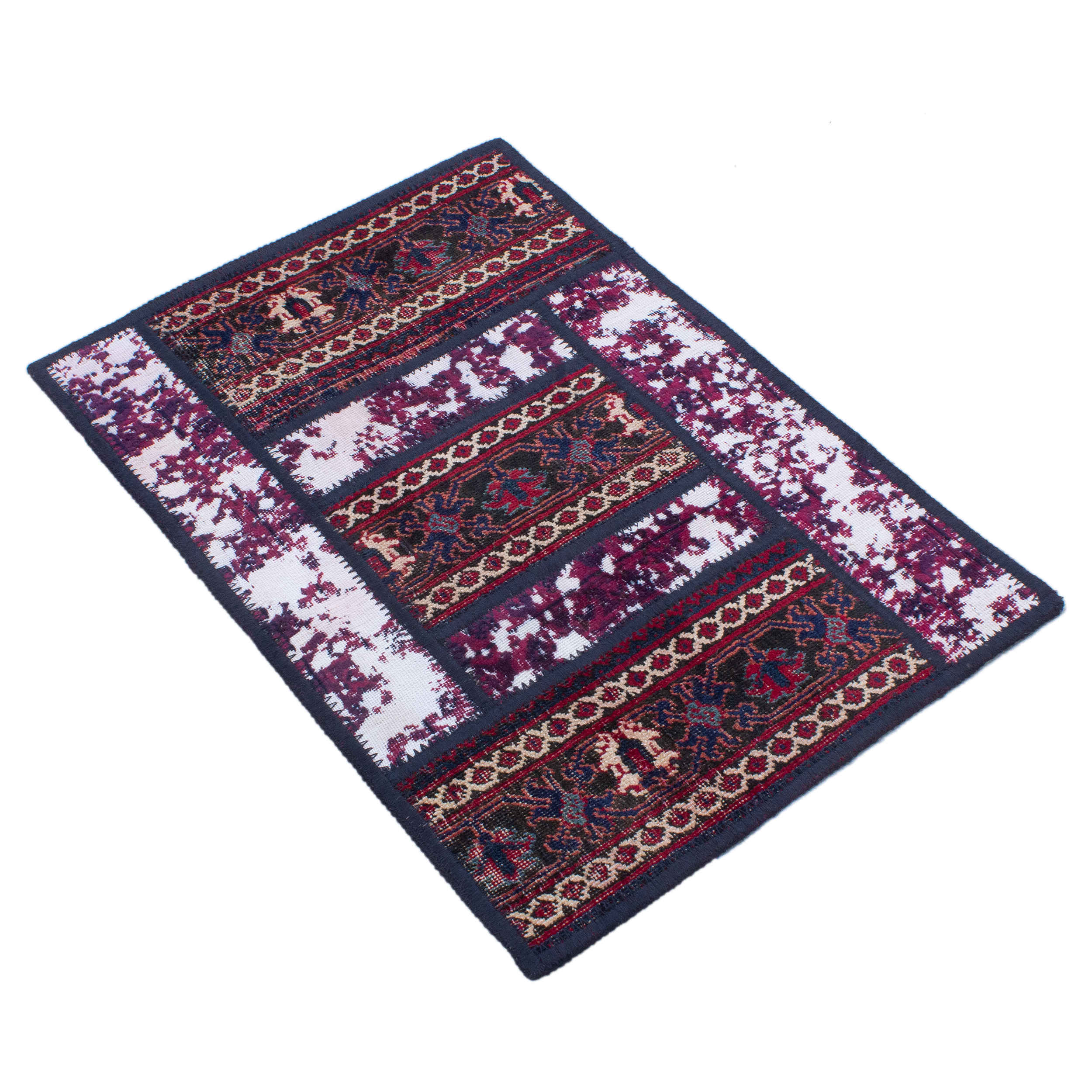 Багряный прямоугольный ковёр-пэчворк (ручной узел)