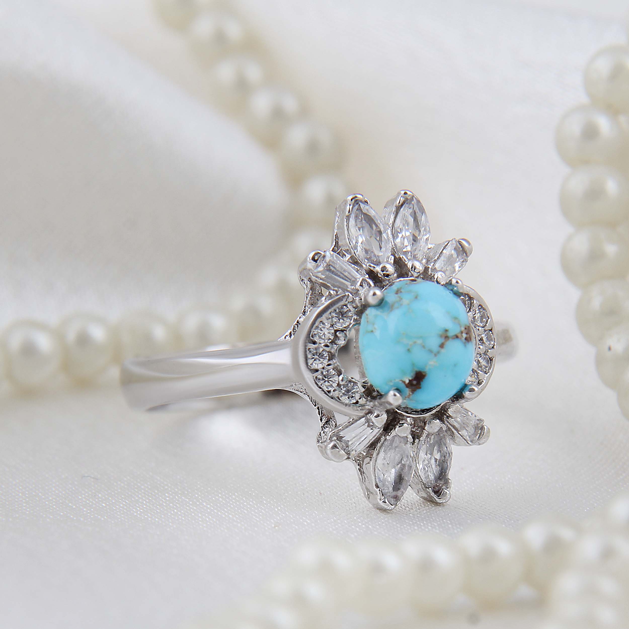 Персидское серебряное кольцо с бирюзой из Нейшабура, ручная работа