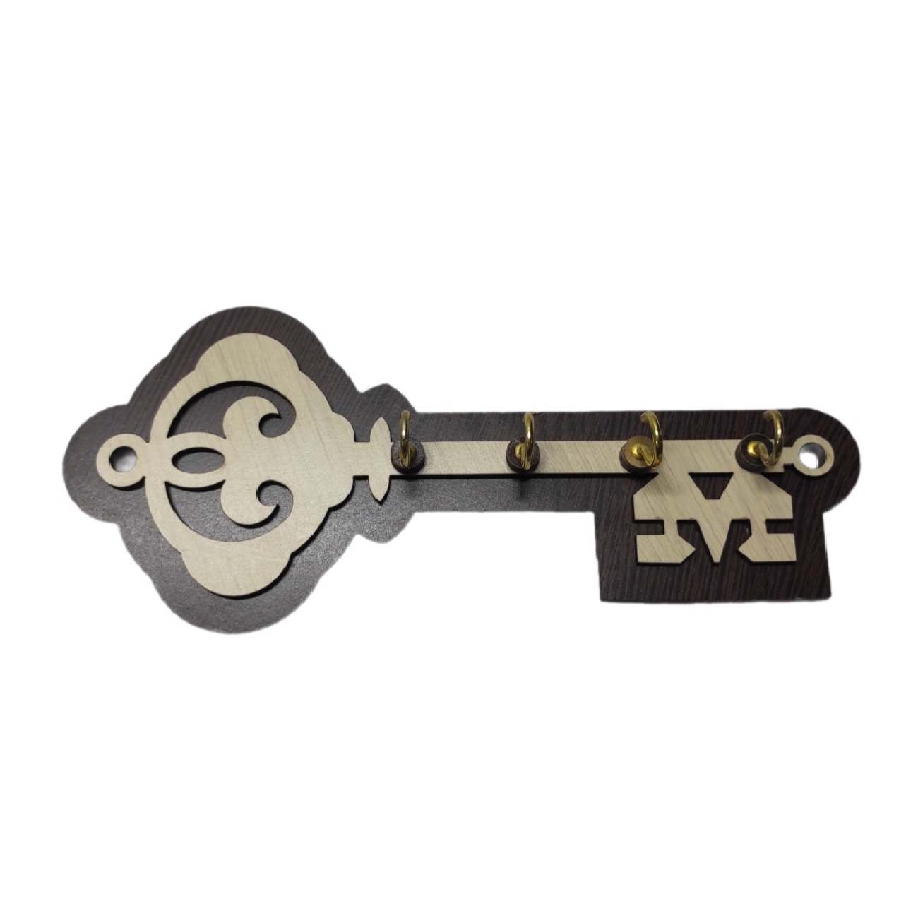 Декоративная ручная настенная ключница с дизайном ключа и четырьмя крючками