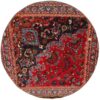 Красный круглый ковёр-пэчворк с цветами (хлопок)