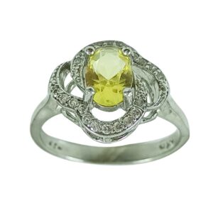 Серебряное кольцо с желтым цитрином для женщин Мастане