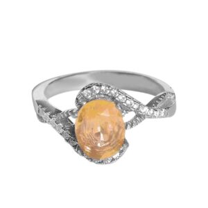 Серебряное кольцо с желтым цитрином для женщин