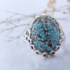 Серебряное кольцо с нейшабурской бирюзой, изготовленное вручную