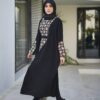 Чёрная женская абая «Нура» с цветами