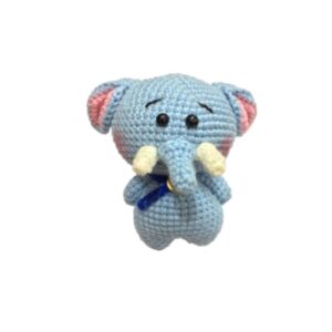 Слон амигуруми — синяя мягкая игрушка из хлопка