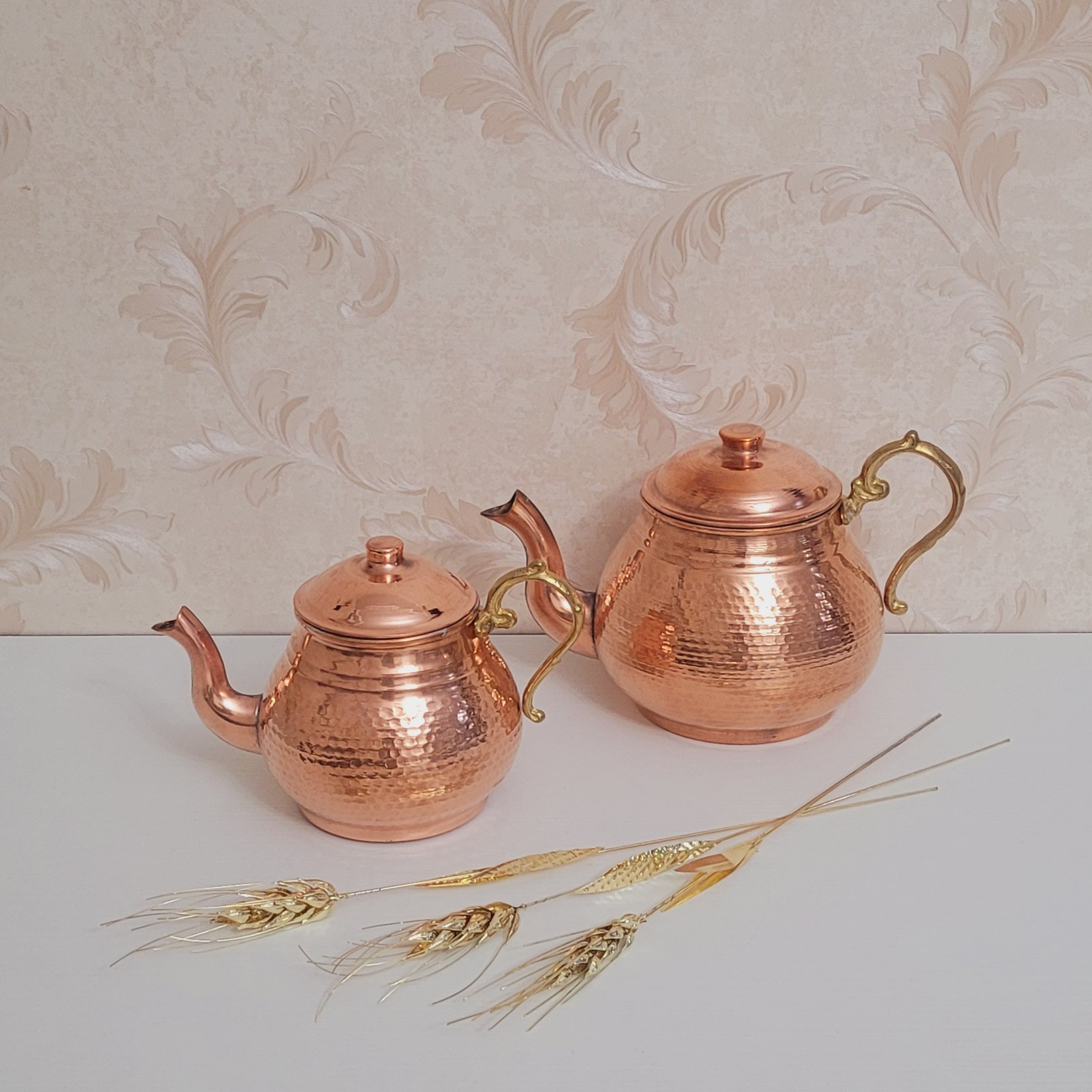 Медный двойной чайник ручной ковки, модель «Косар»