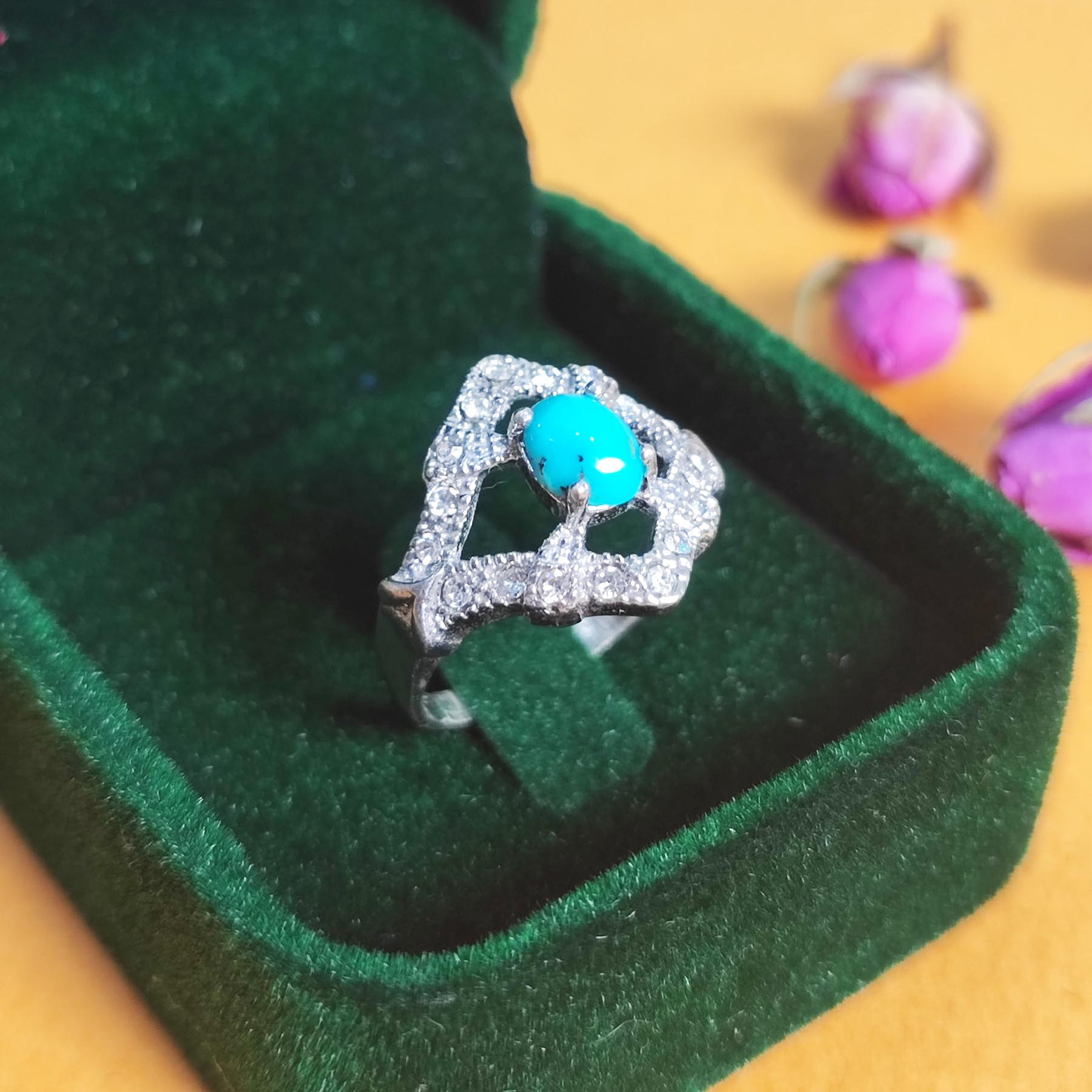 Серебряное кольцо с бирюзой Нейшабура для женщин