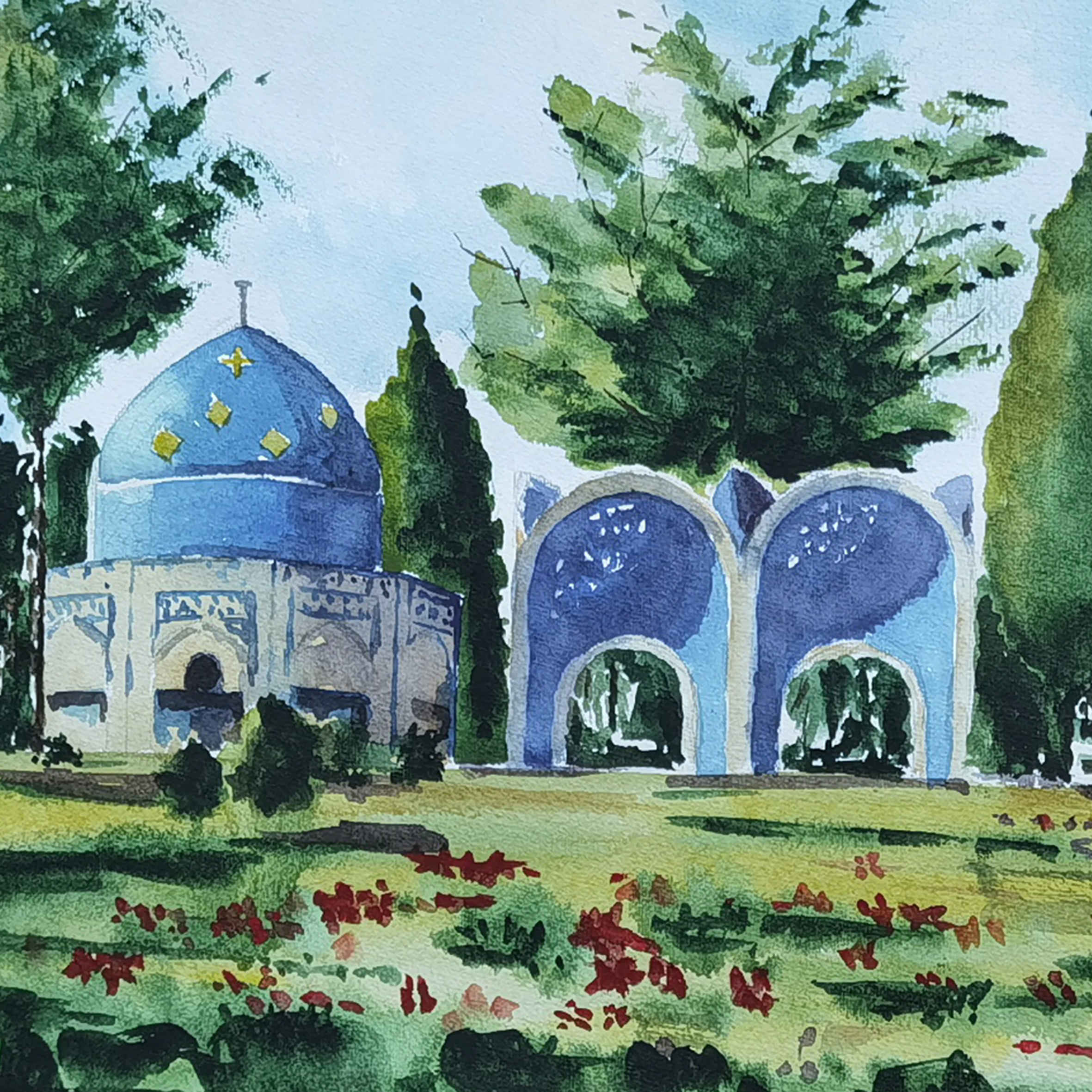 Акварель «Мавзолей Аттара Нейшабури» (реализм)