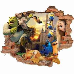 Детская 3D наклейка на стену «Город мультфильмов»
