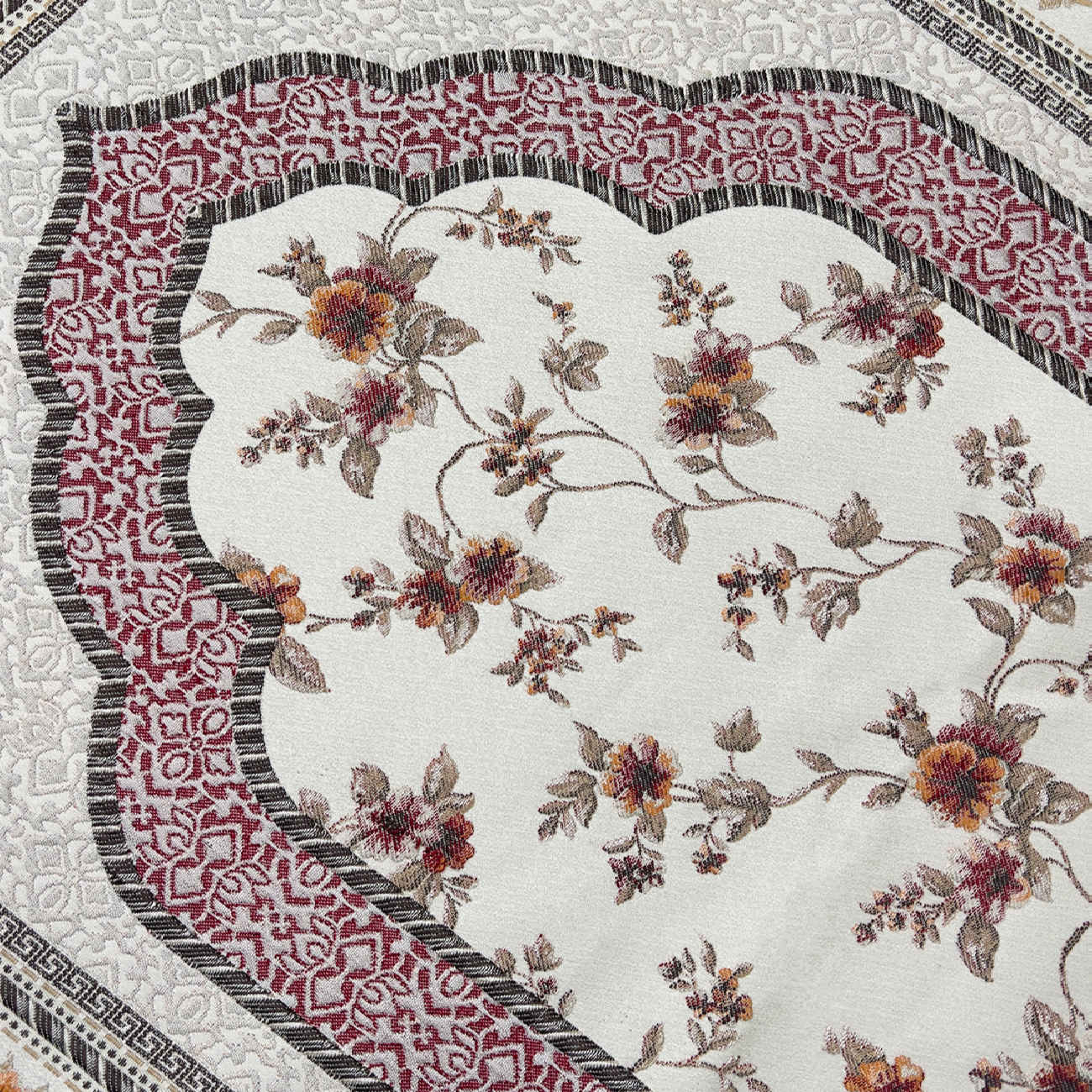 Серый шенилловый коврик для намаза «Саджада» (цветы)