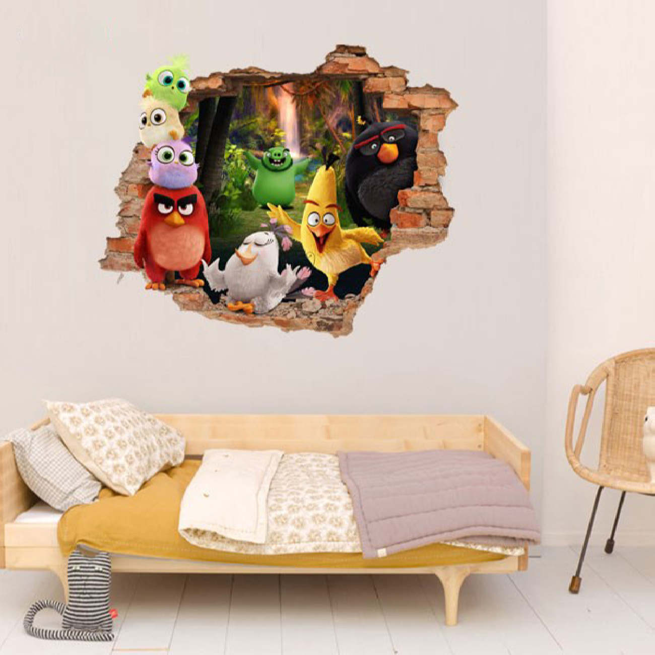 Детская 3D наклейка на стену «Angry Birds»