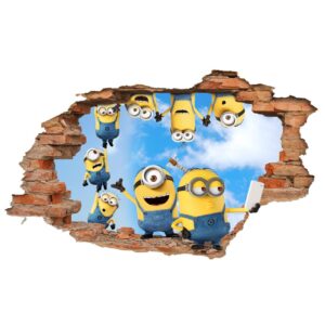 Детская 3D наклейка на стену с рисунком «Миньоны»