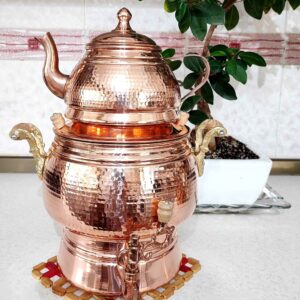 Медный двойной чайник с чеканкой «Абнус»