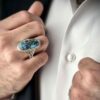 Персидское серебряное кольцо с бирюзой из Нейшабура, ручная работа
