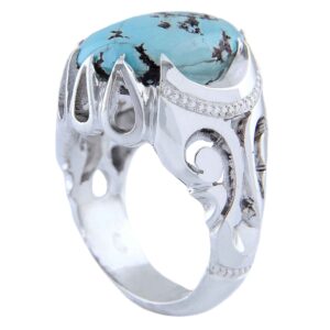Серебряное кольцо AM_4807 с бирюзой Нейшабур