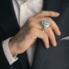 Серебряное кольцо AM_4807 с бирюзой Нейшабур