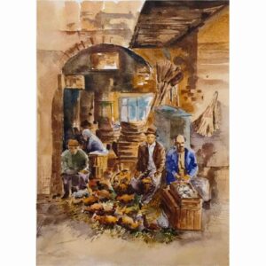 Картина «Большой базар Рашта» (реалистичная акварель)