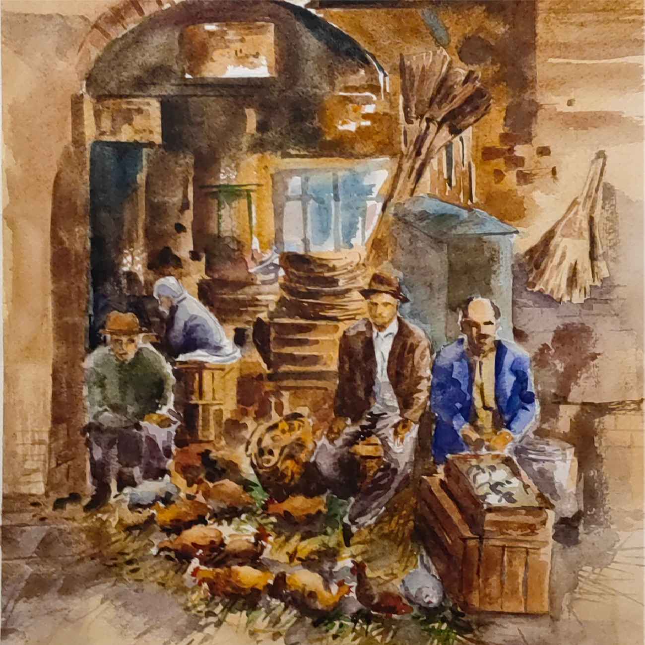 Картина «Большой базар Рашта» (реалистичная акварель)