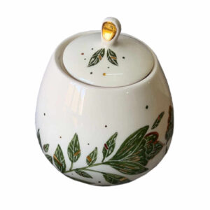 Керамическая банка with ручной росписью, узор листья