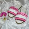 Розовые шлепанцы макраме «Цветок»