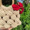 Сумка макраме «Орехи» с деревянной ручкой