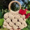 Сумка макраме «Орехи» с деревянной ручкой