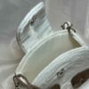 Белая круглая сумка макраме «Листья»