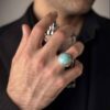 Мужское серебряное кольцо «Милади» с бирюзой