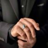 Мужской перстень с нефритом, полосатый узор