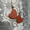 Деревянные серьги «Сердце» ручной работы
